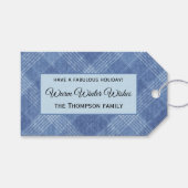 Zakelijk/Persoonlijk Blauw Plaid Winter Thema 10 Cadeaulabel (Voorkant (Horizontaal))
