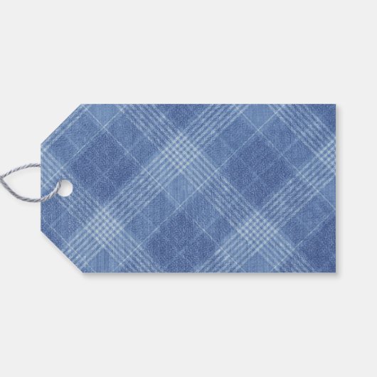 Zakelijk/Persoonlijk Blauw Plaid Winter Thema 10 Cadeaulabel (Achterkant Horizontaal)