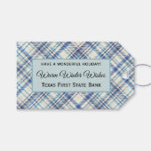 Zakelijk/Persoonlijk Blauw Plaid Winter Thema 10 Cadeaulabel (Voorkant (Horizontaal))