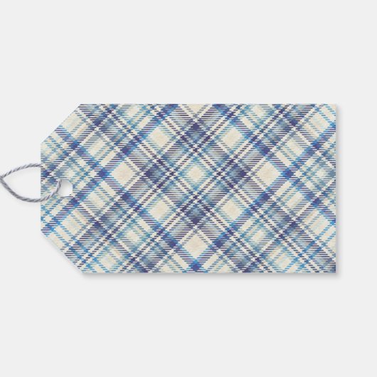 Zakelijk/Persoonlijk Blauw Plaid Winter Thema 10 Cadeaulabel (Achterkant Horizontaal)