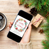 Zakelijk Poinsettia Wreater Waterverf Holiday Auto Feestdagenkaart