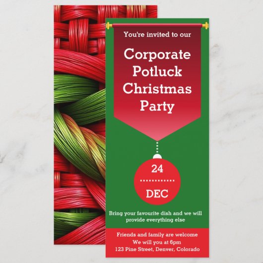 Zakelijk Potluck kerstfeest Kaart (Voorkant / Achterkant)
