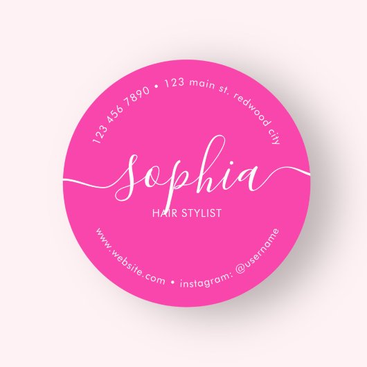 Zakelijk Product Girly Calligraphy Blush Pink Ronde Sticker