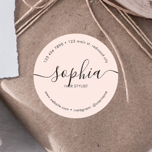 Zakelijk Product Girly Calligraphy Blush Pink Ronde Sticker