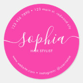 Zakelijk Product Girly Calligraphy Blush Pink Ronde Sticker (Voorkant)