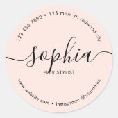 Zakelijk Product Girly Calligraphy Blush Pink Ronde Sticker (Voorkant)