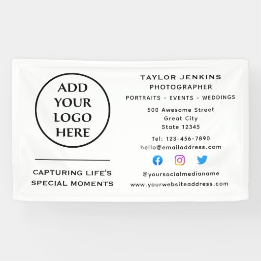 Zakelijk professioneel bedrijfslogo op sociale med spandoek (Horizontaal)