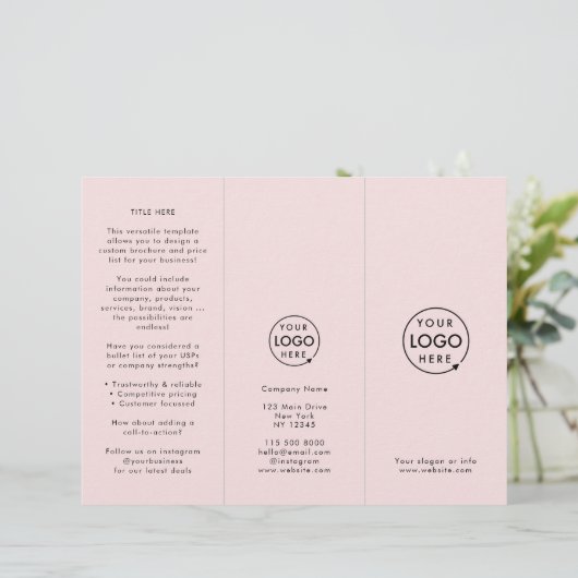 Zakelijk Professioneel Blush Roze Trifold Brochure (Staand voorkant)