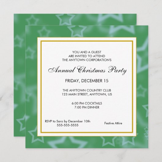 Zakelijk Professioneel Kerstfeest Kaart (Voorkant / Achterkant)