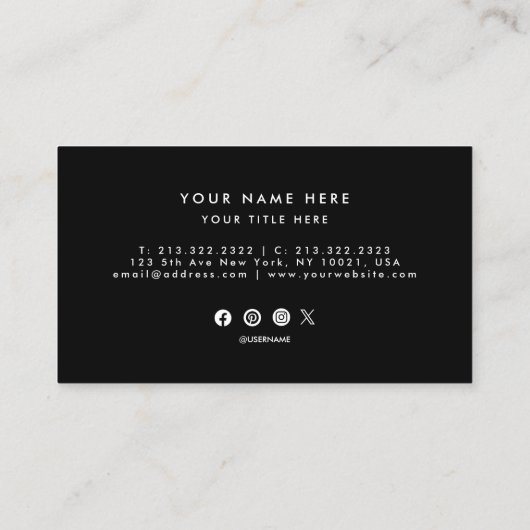 Zakelijk Professioneel Logo Design Circle Zwart Visitekaartje (Achterkant)