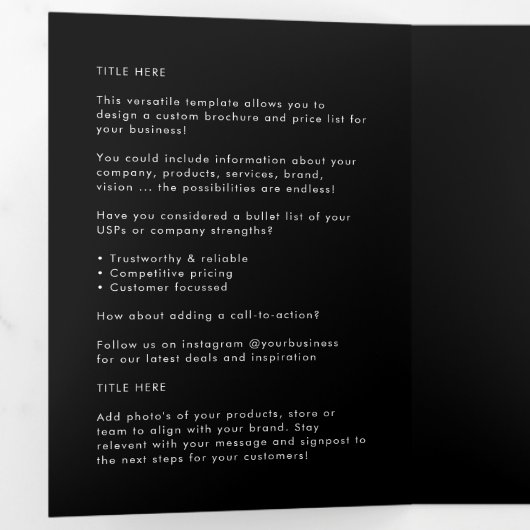 Zakelijk Professioneel Logo Zwart Drievouw Brochur Drieluik Kaart (Binnenzijde eerst)