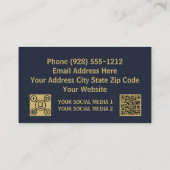 Zakelijk Professioneel marine blauw goud logo Visitekaartje (Achterkant)