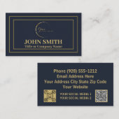 Zakelijk Professioneel marine blauw goud logo Visitekaartje (Voorkant / Achterkant)