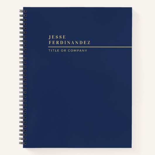 Zakelijk Professioneel Moderne Marine Blauw en Gou Notitieboek (Voorkant)
