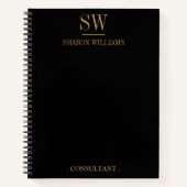 Zakelijk Professioneel Zwart Goud Monogram Initiaa Notitieboek (Voorkant)