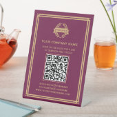 Zakelijk QR-code logo Klantenservice Plum Gold Reclamebord Met Voetstuk (Insitu)