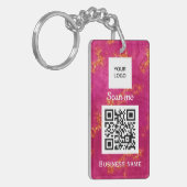 Zakelijk QR-code logo professioneel aangepaste roz Sleutelhanger (Voorkant Links)