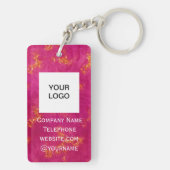 Zakelijk QR-code logo professioneel aangepaste roz Sleutelhanger (achterkant)