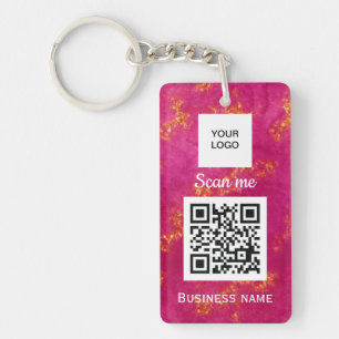Zakelijk QR-code logo professioneel aangepaste roz Sleutelhanger