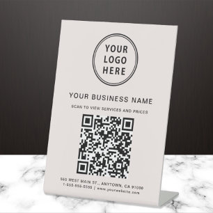 Zakelijk QR-code logo roze Reclamebord Met Voetstuk