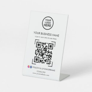 Zakelijk QR Code Logo Social Media Pedestal teken Reclamebord Met Voetstuk