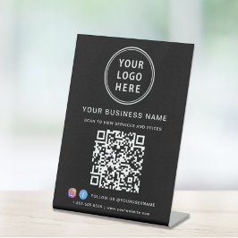 Zakelijk QR Code Logo Sociale Media Zwart Reclamebord Met Voetstuk