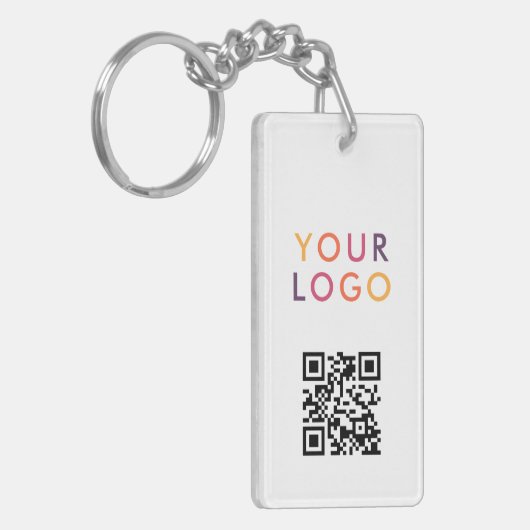 Zakelijk QR-code logo wit Sleutelhanger (Voorkant Links)