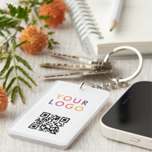 Zakelijk QR-code logo wit Sleutelhanger (Voorkant Rechts)