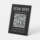 Zakelijk QR-code zwart tafelmodel Reclamebord Met Voetstuk (Voorkant)
