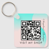 Zakelijk QR-codecijfer gemonogreerd deegment Sleutelhanger (Voorkant)