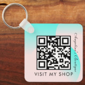 Zakelijk QR-codecijfer gemonogreerd deegment Sleutelhanger (Voorkant)