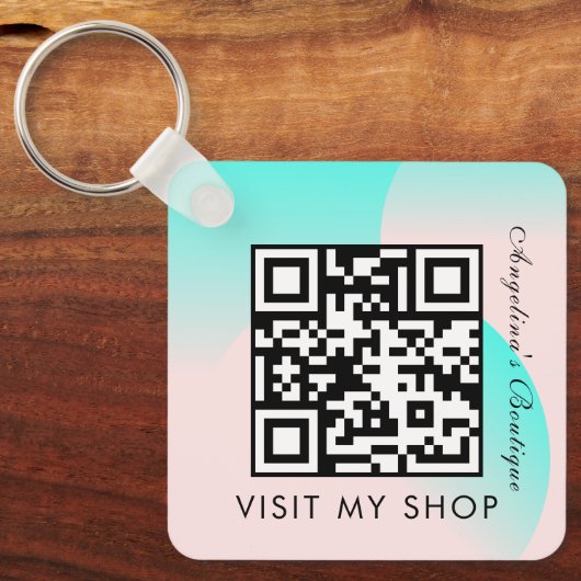 Zakelijk QR-codecijfer gemonogreerd deegment Sleutelhanger (Voorkant)