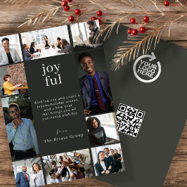 Zakelijk QR-logo kerst Persoonlijk 10 foto Feestdagenkaart