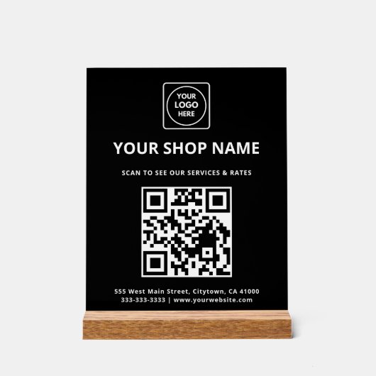 Zakelijk QR Logo Zwarte Acryl Bord (Voorkant)