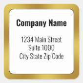 Zakelijk retouradres Zwart Wit en Goud Vierkante Sticker (Voorkant)