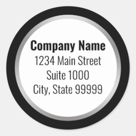 Zakelijk retouradres Zwart Wit en Zilver Ronde Sticker