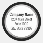 Zakelijk retouradres Zwart Wit en Zilver Ronde Sticker (Voorkant)