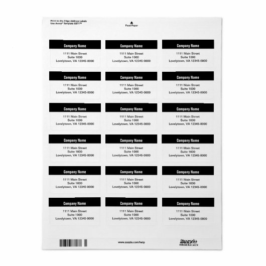 Zakelijk retouradres zwart-wit etiket (Full Sheet)