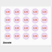 Zakelijk Retro Monogram Paars Oranje Ronde Sticker (Vel)