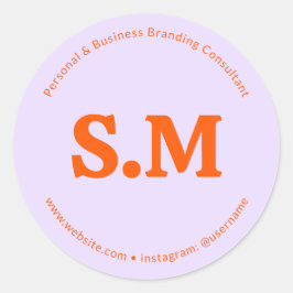 Zakelijk Retro Monogram Paars Oranje Ronde Sticker