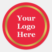 Zakelijk Rood en Goud Uw Logo Hier Elegant Ronde Sticker (Voorkant)