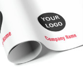 Zakelijk Rood en Wit Uw Logo Bedrijfsnaam Cadeaupapier (Rol Hoek)