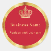 Zakelijk rood goud koninklijke kroon ronde sticker (Voorkant)