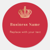 Zakelijk rood goud koninklijke kroon ronde sticker (Voorkant)