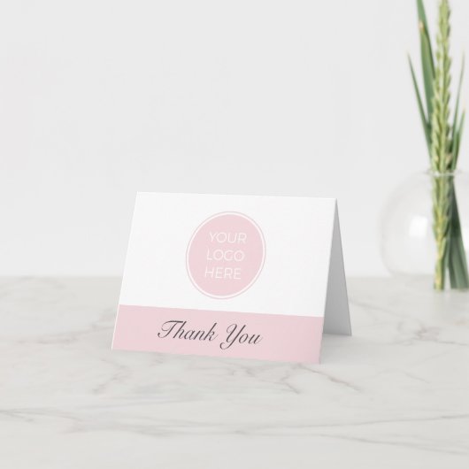 Zakelijk Roze Logo Gevouwen Bedankkaart (Voorkant)