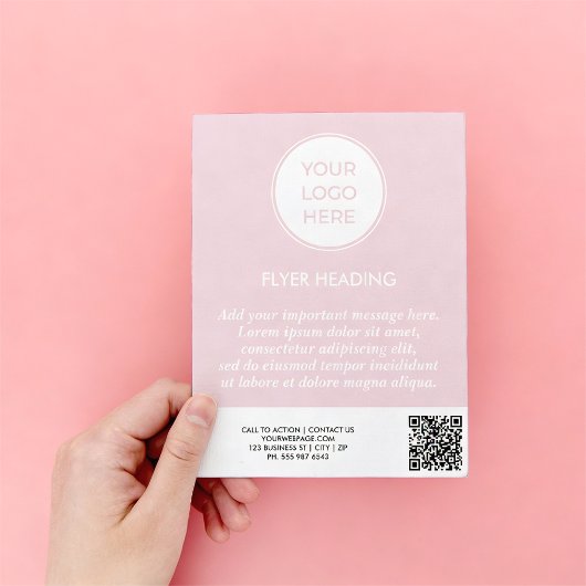 Zakelijk Roze Logo QR Code Sjabloon Flyer