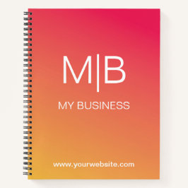 Zakelijk roze oranje verloop monogram  notitieboek