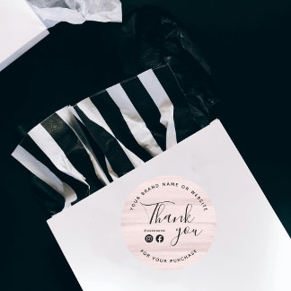 Zakelijk Roze Zwarte Penseel Bedankt Social Media Ronde Sticker
