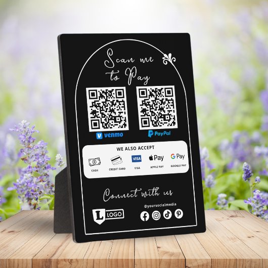 Zakelijk Scan To Pay-bord met logo QR-code Fotoplaat