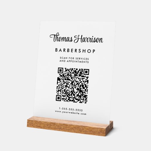 Zakelijk script QR-code wit Acryl Bord (Hoek)